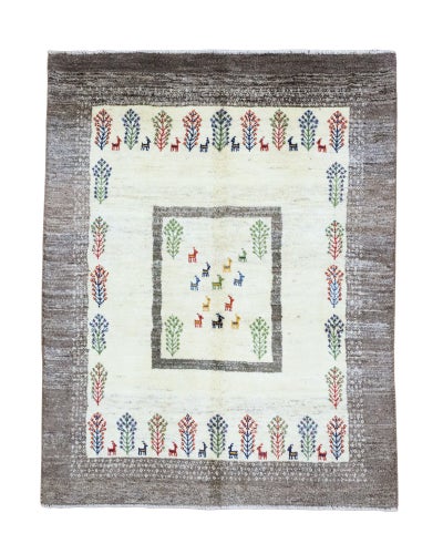 ペルシャ絨毯<br>シラーズ産ギャッベ<br>毛100% 150×193m<br>商品番号91514