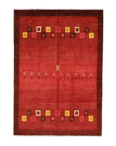 ペルシャ絨毯<br>シラーズ産ギャッベ<br>ファインカシュクリ<br>毛100%　150×205cm <br>商品番号91516