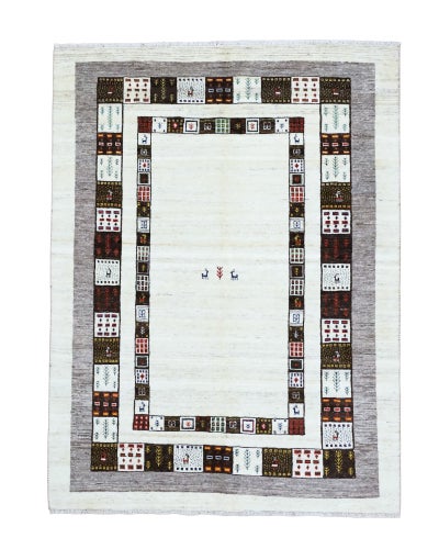 ペルシャ絨毯<br>シラーズ産ギャッベ<br>ファインカシュクリ<br>毛100%　148×197cm <br>商品番号91524