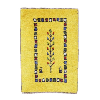 ペルシャ絨毯 手織り<br>ギャッベ　シラーズ産<br>毛100％　41×57cm<br>商品番号91355