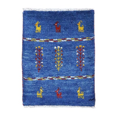 ペルシャ絨毯 手織り<br>ギャッベ　シラーズ産<br>毛100％　42×57ｃm<br>商品番号91353