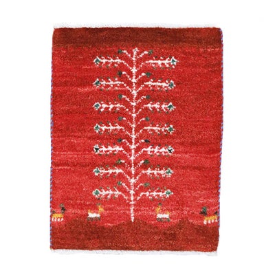  ペルシャ絨毯　手織り<br>ギャッベ<br>43×56cm<br>No.91356