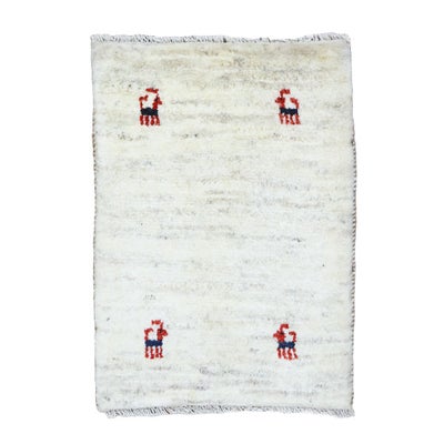 ペルシャ絨毯 手織り<br>ギャッベ　シラーズ産<br>毛100％　43×60cm<br>商品番号91358
