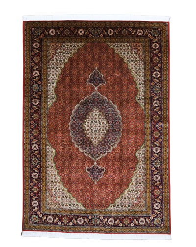 ペルシャ絨毯<br>タブリーズ産マララン<br>毛＆絹 198×297cm<br>商品番号87789