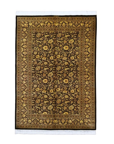ペルシャ絨毯 クム産<br>ハーレディ工房<br>絹100% 130×191cm<br>商品番号91585