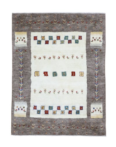 ペルシャ絨毯<br>シラーズ産ギャッベ<br>毛100% 153×203cm<br>商品番号92069