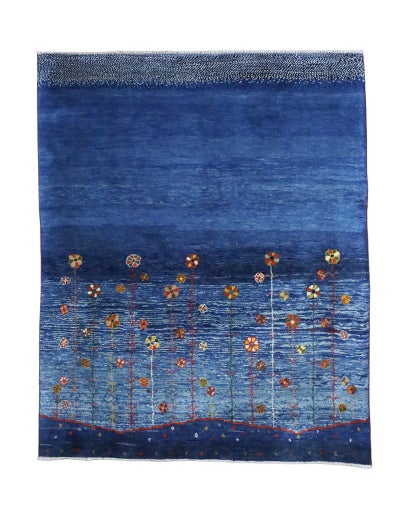 ペルシャ絨毯<br>シラーズ産ギャッベ<br>毛100% 150×183cm<br>商品番号92066