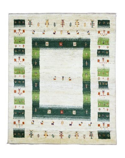 ペルシャ絨毯<br>シラーズ産ギャッベ<br>毛100% 156×188cm<br>商品番号92071