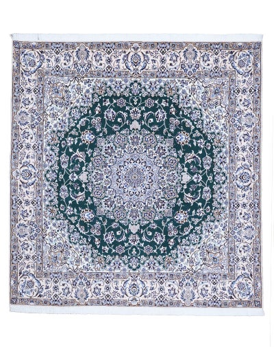 ペルシャ絨毯<br>ナイン産<br>毛&絹　198×214cm<br>商品番号91534