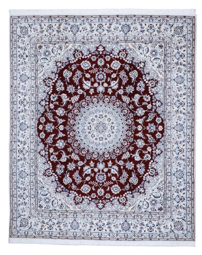 ペルシャ絨毯<br>ナイン産<br>毛＆絹 203×253cm<br>商品番号91536