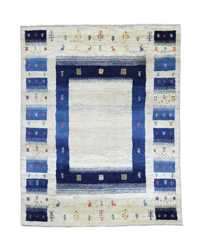 ペルシャ絨毯<br>シラーズ産ギャッベ<br>毛100% 154×192cm<br>商品番号92070