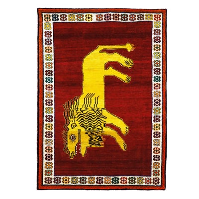ペルシャ絨毯<br>シラーズ産ギャッベ<br>ファインカシュクリ<br>毛100% 105×149cm <br>商品番号92109