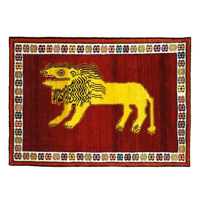 ペルシャ絨毯<br>シラーズ産ギャッベ<br>ファインカシュクリ<br>毛100% 105×149cm <br>商品番号92109