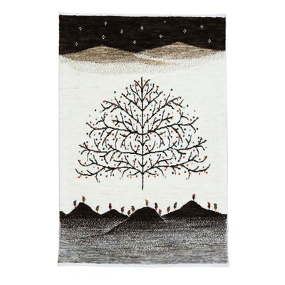 ペルシャ絨毯<br>シラーズ産ギャッベ<br>ファインカシュクリ<br>毛100％ 86×124cm<br>商品番号 92105