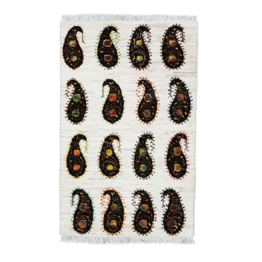 ペルシャ絨毯シラーズ産ギャッベファインカシュクリ毛100％ 51×81cm