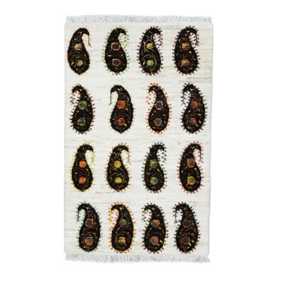 ペルシャ絨毯<br>シラーズ産ギャッベ<br>ファインカシュクリ<br>毛100％　51×81cm<br>商品番号92089