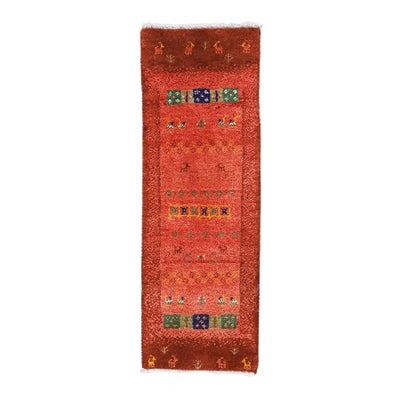 ペルシャ絨毯<br>シラーズ産ギャッベ<br>毛100％　40×112cm<br>商品番号92039