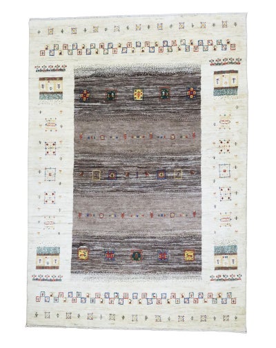 ペルシャ絨毯<br>シラーズ産ギャッベ<br>毛100％　194×283cm<br>商品番号92085