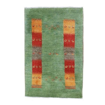 ペルシャ絨毯<br>シラーズ産ギャッベ<br>毛100%　91×136cm<br>商品番号92063