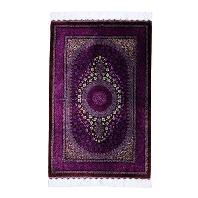 ペルシャ絨毯 クム産<br>シャナ工房<br>絹100% 80×121cm<br>商品番号92129