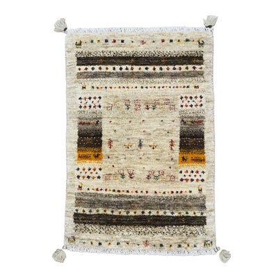 ペルシャ絨毯<br>シラーズ産ギャッベ<br>ファインカシュクリ<br>毛100％  59×84cm<br>商品番号92093