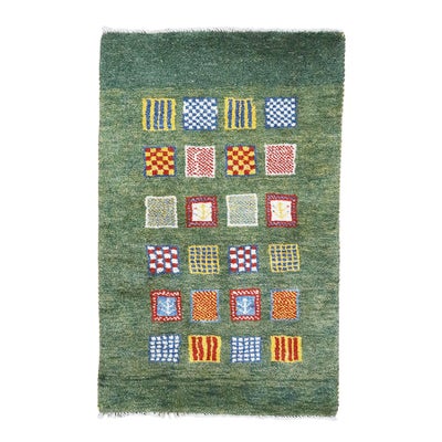ペルシャ絨毯<br>シラーズ産ギャッベ<br>毛100％ 75×118cm<br>商品番号 92009