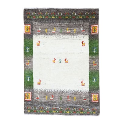 ペルシャ絨毯<br>シラーズ産ギャッベ<br>毛100％ 82×115cm<br>商品番号 92012