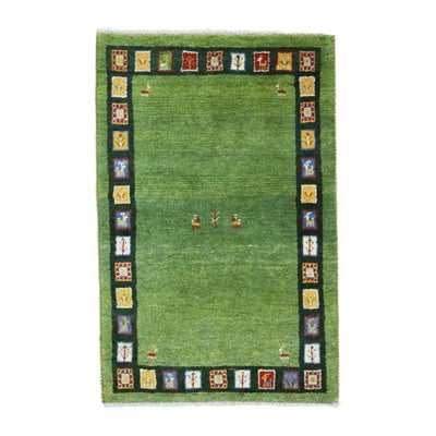 ペルシャ絨毯<br>シラーズ産ギャッベ<br>毛100％ 80×124cm<br>商品番号 92018
