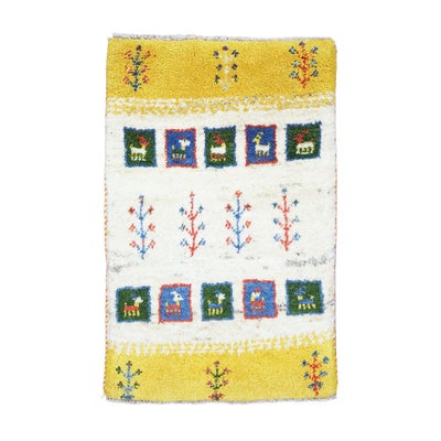 ペルシャ絨毯<br>シラーズ産ギャッベ<br>毛100％　48×74cm<br>商品番号91974