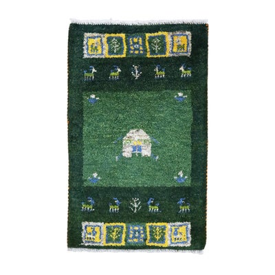 ペルシャ絨毯<br>シラーズ産ギャッベ<br>毛100％　48×76cm<br>商品番号91980