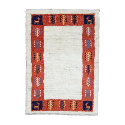 ペルシャ絨毯<br>シラーズ産ギャッベ<br>毛100％　54×75cm<br>商品番号92059