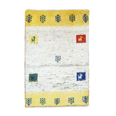 ペルシャ絨毯<br>シラーズ産ギャッベ<br>毛100％　49×73cm<br>商品番号91977