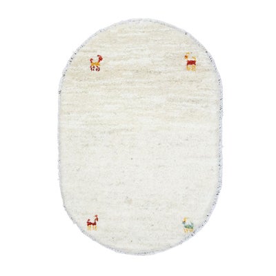 ペルシャ絨毯<br>シラーズ産ギャッベ<br>(楕円形)<br>毛100％　51×74cm<br>商品番号92035