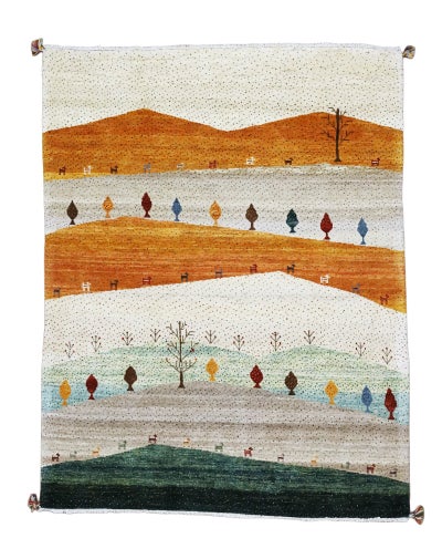 ペルシャ絨毯<br>シラーズ産ギャッベ<br>ファインカシュクリ<br>毛100%　151×193cm <br>商品番号92110