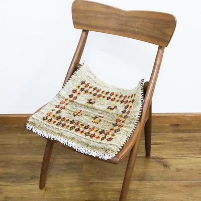 ペルシャ絨毯 ギャッベ　<br>座布団　40×40cm　<br>No.91594　ベージュ