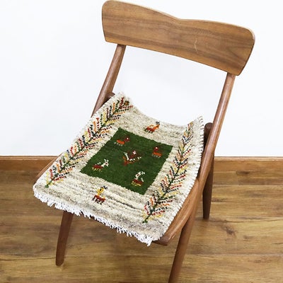 ペルシャ絨毯　手織り<br>ギャッベ<br>40×43cm<br>No.91590