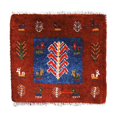 ペルシャ絨毯 ギャッベ　<br>座布団　42×38cm　<br>No.91606　レッド