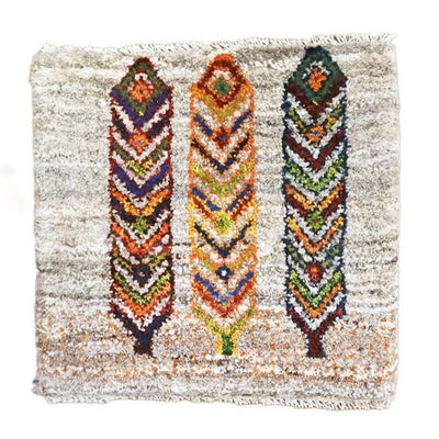 ペルシャ絨毯 ギャッベ　<br>座布団　41×41cm　<br>No.91617　ベージュ