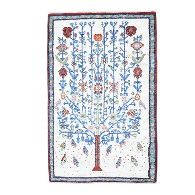 ペルシャ絨毯<br> ギャッベ　カシュクリ<br>ウール　81×127cm <br>玄関マット　No.92159