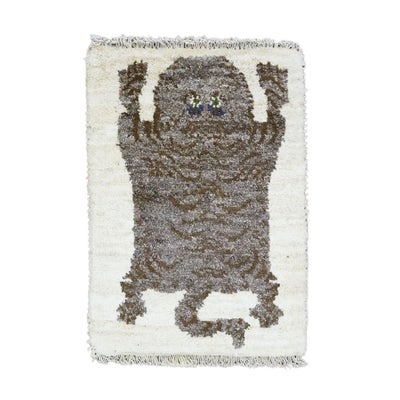 ペルシャ絨毯　手織り<br>ギャッベ 〔トラ〕<br>40×55cm<br>No.92166