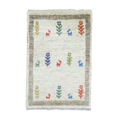ペルシャ絨毯　手織り<br>ギャッベ<br>52×78cm<br>No.92062