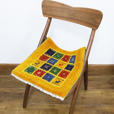 ペルシャ絨毯　手織り<br>ギャッベ<br>42×41cm<br>No.91899