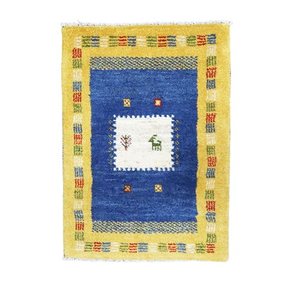 ペルシャ絨毯　手織り<br>ギャッベ<br>61×84cm<br>No.91984